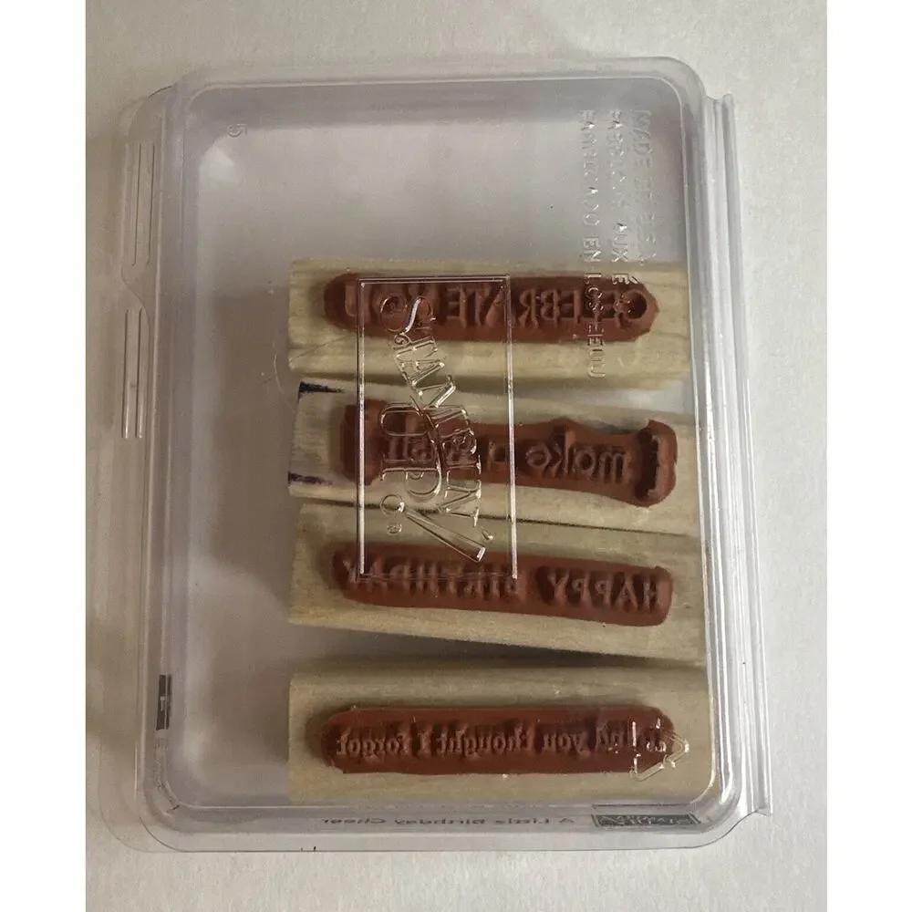 Stampin Up A Little Birthday Cheer Wood Stamp Set of 4 Make a Wish Celebrate You
